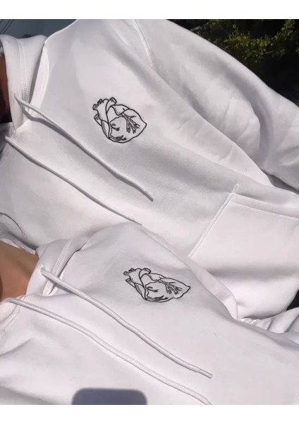 Sevgililer Günü Kalp Detayı Baskılı Couple Çift Kombin Sweatshirt