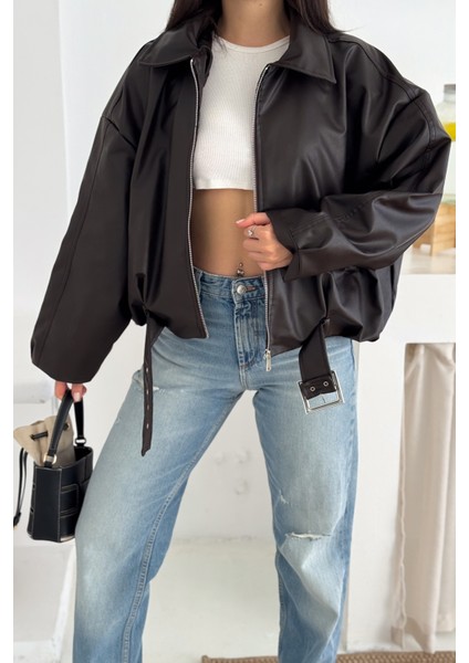 Kadın Oversize Deri Ceket – Güçlü & Sokak Stili fiyatları