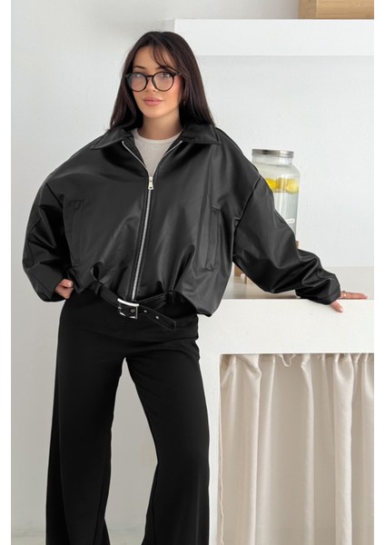 Kadın Oversize Deri Ceket – Güçlü & Sokak Stili modelleri