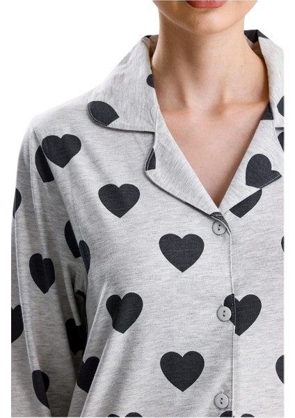Kalp Desen Pamuk Kadın Pijama Takım fiyatları