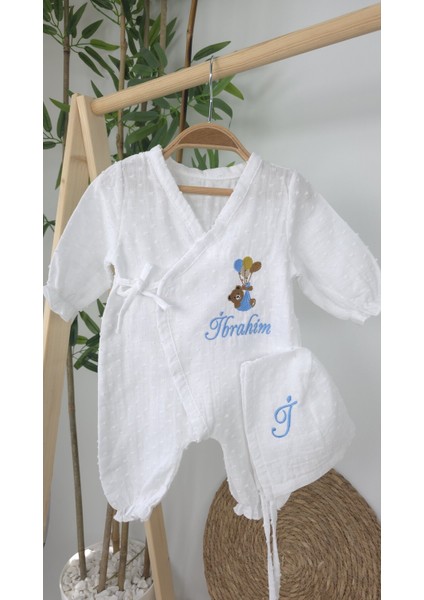 Müslin Yeni Doğan 4katlı Organik %100PAMUK Kişiye Özgü Nakışlı Hastane Çıkış Seti-Ayıcık Model fiyatları