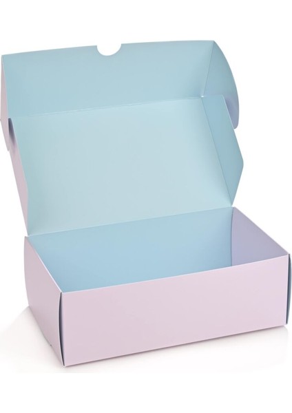 Kurabiye Kutusu Pembe-Mavi 21 x 12 cm 25 Adet