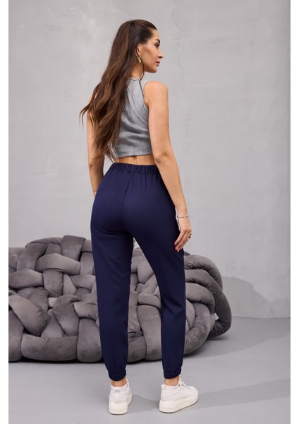 Kadın Yüksek Bel Likralı Rahat Kumaş Jogger Beli Lastikli Pantolon indirimleri