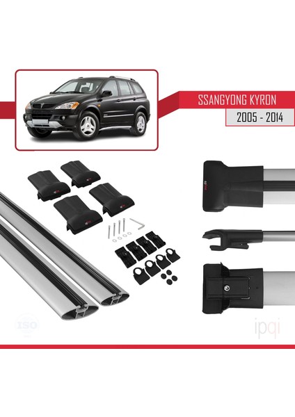 Ssangyong Kyron 2005-2014 Arası ile Uyumlu Fly Model Ara Atkı Tavan Barı Gri 2 Adet indirimleri
