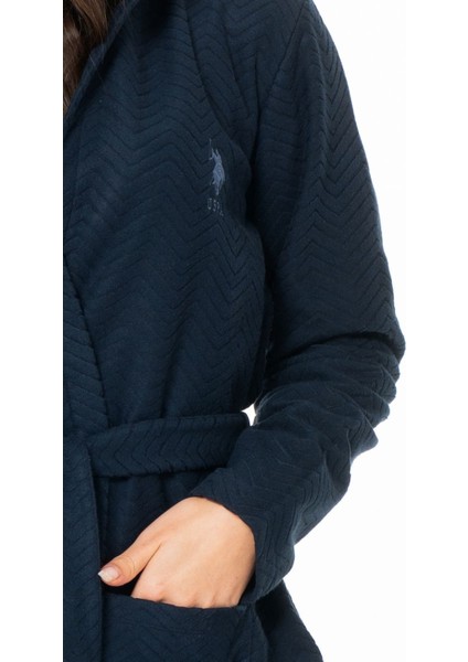 Kadın Uzun Ince Yumuşak Polar Sabahlık S26127 Kapüşonlu Kemerli Cepli indirimleri