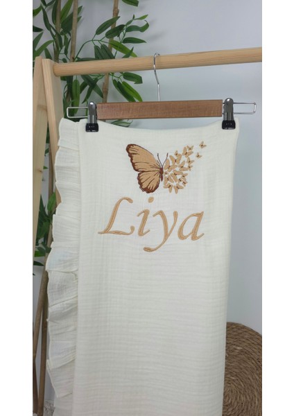 Müslin Yeni Doğan 4katlı Organik %100PAMUK Kişiye Özgü Nakışlı Hastane Çıkış Seti-Çoklu Kelebek-2 modelleri