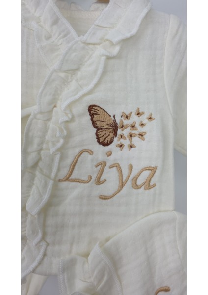 Müslin Yeni Doğan 4katlı Organik %100PAMUK Kişiye Özgü Nakışlı Hastane Çıkış Seti-Çoklu Kelebek-2 fırsatları