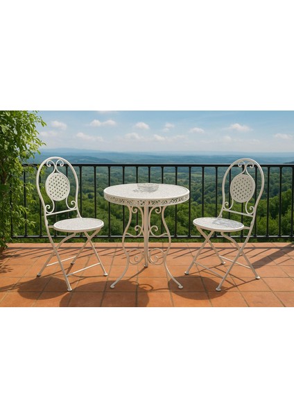 Ferforje Katlanabilir Balkon-Bahçe-Ev Masa Sandalye Takımı