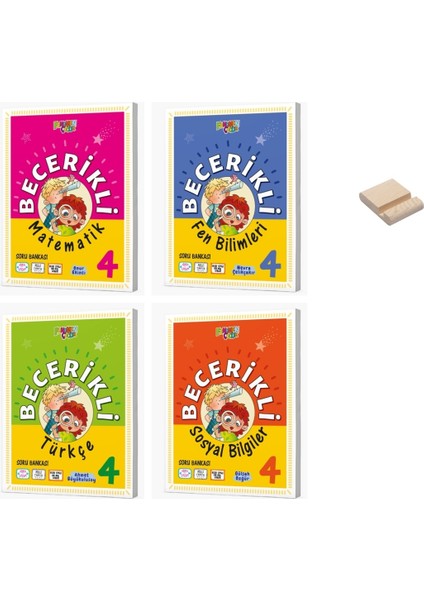 4. Sınıf Becerikli Matematik Fen Türkçe ve Sosyal Soru Bankası 4lü Set + Telefon Standı