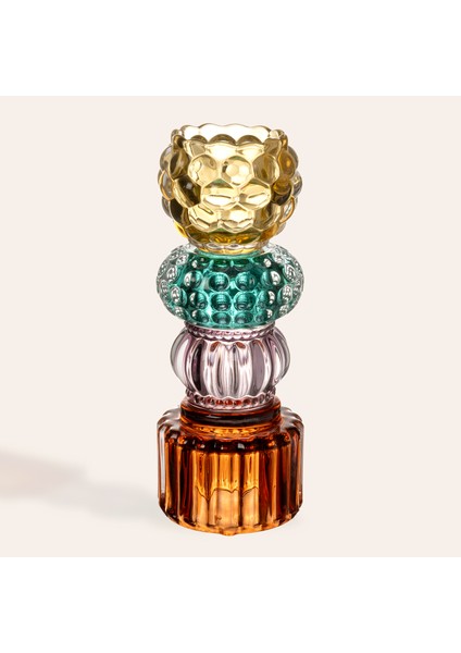 Nanjıng Cam Dekoratif Obje 9X9X24 cm Sarı - Pembe