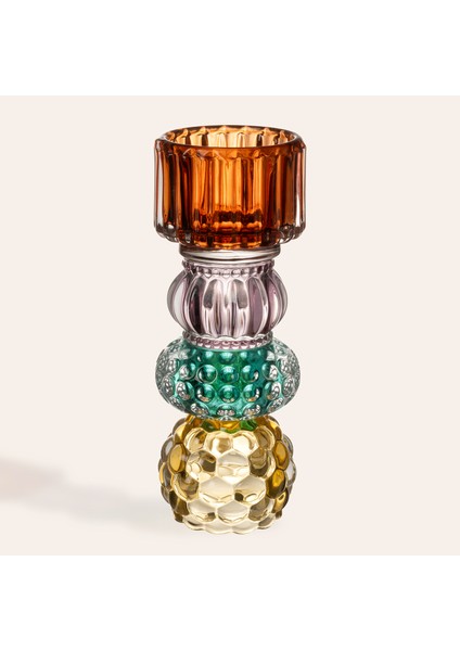 Nanjıng Cam Dekoratif Obje 9X9X24 cm Sarı - Pembe