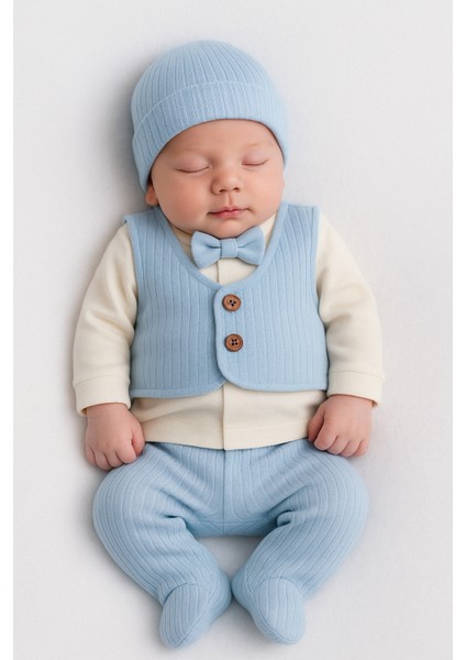 %100 Pamuklu 0-3 Ay Yenidoğan Bebek Hastane Çıkışı 3lü Set