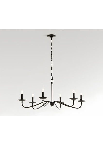 Klasik Siyah 6 Kollu Şamdan Avize