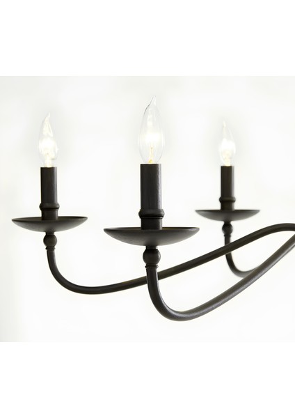 Klasik Siyah 6 Kollu Şamdan Avize