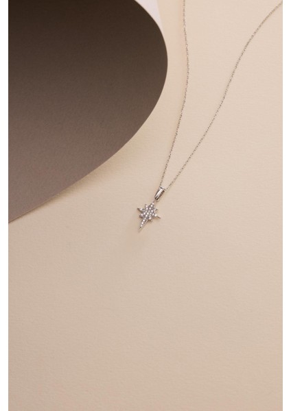 925 Ayar Gümüş Rodyum Kaplama Minimal Kutup Yıldızı Kolye modelleri