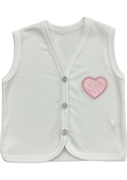 Nakışlı Kalpli Yelek 6 Ay,9 Ay,12 Ay,18 Ay,2y Kız