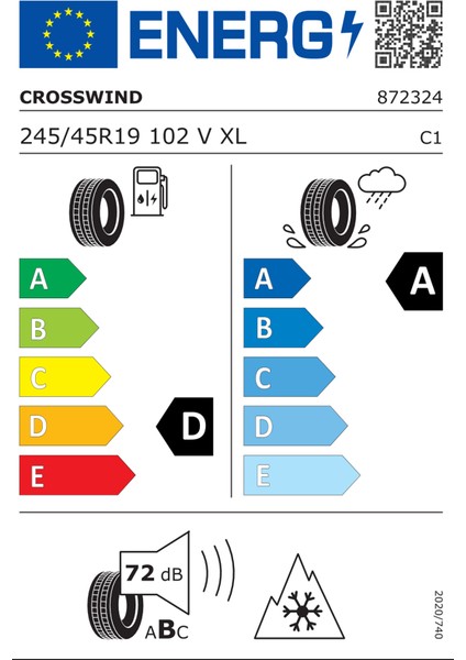 Crosswınd Grıp Peak Wınter 245/45R19 102V Xl 2025 Kış Lastiği fiyatları