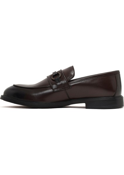 Erkek Kahverengi Tokalı Deri Loafer 25WFD664018 fiyatları