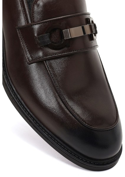 Erkek Kahverengi Tokalı Deri Loafer 25WFD664018