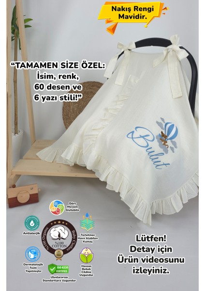 Müslin Yeni Doğan 4katlı Organik %100PAMUK Kişiye Özgü Nakışlı Hastane Çıkış Seti (Ayıcık Model-3)