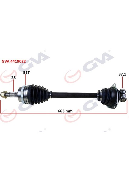 4419022 - Komple Aks Sol Master 2 2.5 Dci 98-10 Abs Li 51DİŞ 663MM