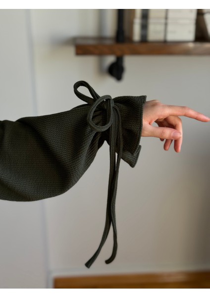 Kol Bağlamalı Düğme Detaylı Örme Elbise 9921 fırsatları