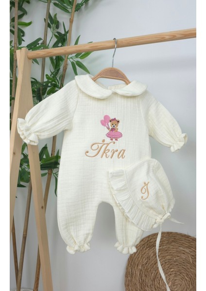 Müslin Yeni Doğan 4katlı Organik %100PAMUK Kişiye Özgü Nakışlı Hastane Çıkış Seti (Ayıcık Model-5) fiyatları