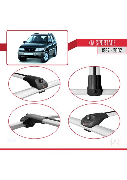 Kia Sportage 1997-2002 Arası ile Uyumlu Ace-1 Ara Atkı Tavan Barı Gri 3 Adet fırsatları