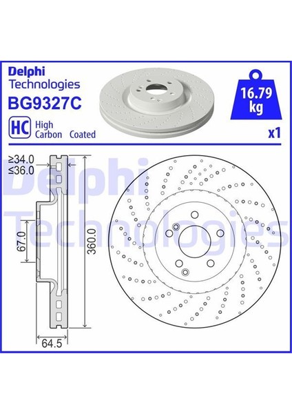 Delphı BG9327C - Fren Dıskı On Mercedes Amg W204 W205 W212 W221