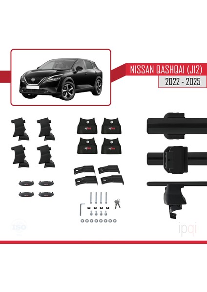 Nissan Qashqai 3 (J12) 2022 ve Sonrası ile Uyumlu Ace-4 Ara Atkı Tavan Barı Siyah 2 Adet indirimleri