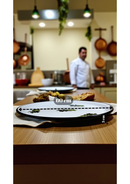 60 No Emaye Sini Sofra, Yemek Sunum Tepsi, Yer Sofrası Çinko ~58 cm fiyatları