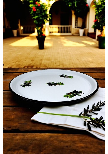 60 No Emaye Sini Sofra, Yemek Sunum Tepsi, Yer Sofrası Çinko ~58 cm modelleri