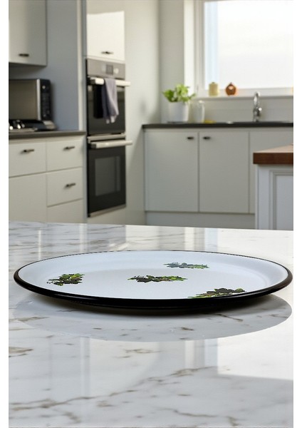 60 No Emaye Sini Sofra, Yemek Sunum Tepsi, Yer Sofrası Çinko ~58 cm fırsatları