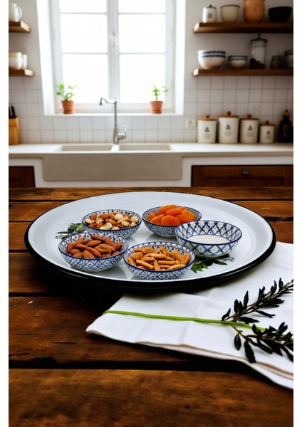 60 No Emaye Sini Sofra, Yemek Sunum Tepsi, Yer Sofrası Çinko ~58 cm indirimleri