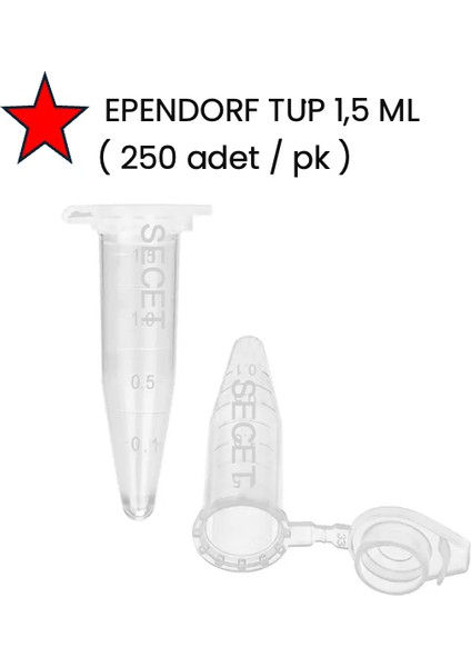 Ependorf Tüp 1,5 Ml, Non Steril ( 250 Adet / Pk )