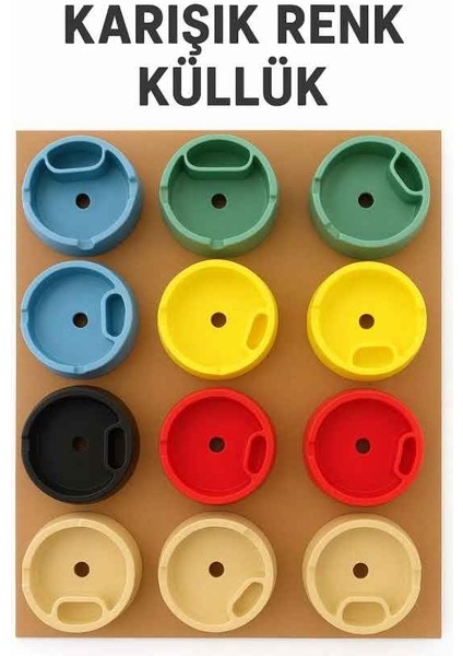 Kokusuz Sert Plastik Oto Araba Çakmaklıklı Küllük Karışık Renk 2 Adet