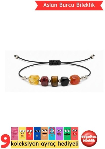 Aslan Burcu Yıldız Doğal Taş Ip Burç Bilekliği Halhal