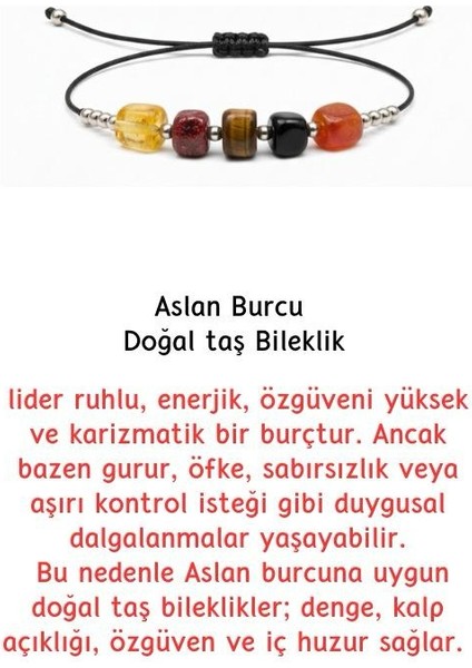 Aslan Burcu Yıldız Doğal Taş Ip Burç Bilekliği Halhal modelleri