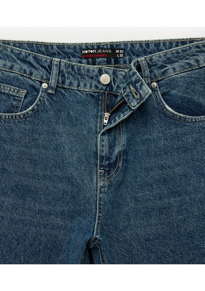 Normal Bel Pamuklu Cepli Vintage Straight Fit Jean Pantolon indirimleri