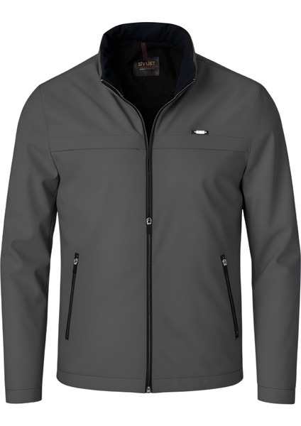 Erkek Gri Pamuk Polyester Karışımlı Su Itici Içi Kürklü Kaban – Rüzgar Geçirmez, Hafif ve dayanıklı
