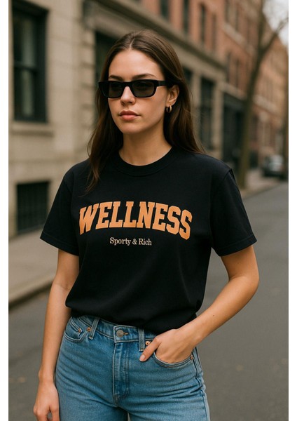 Kadın Basic T-Shirt Oversize Crop Rahat Kalıp Baskılı Tişört %100 Pamuk Kısa Kollu Tişört