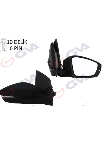 Dış Dikiz Aynası Sağ Polo 09 Elektrikli Isıtmalı Sinyalli Asferik 6 Fiş VM-388NEHR