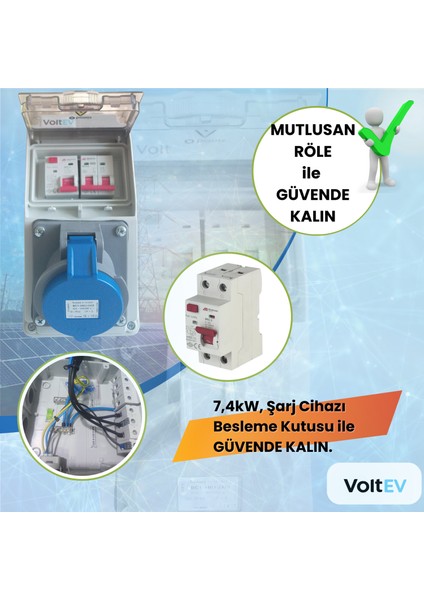 Elektrikli Araç Şarj Cihazı Kombinasyon Kutusu-7,4kW Uyumlu, 3x32A Priz, Kaçak Akım Korumalı Besleme Kutusu fiyatları