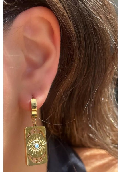 Göz Detaylı Çelik Küpe