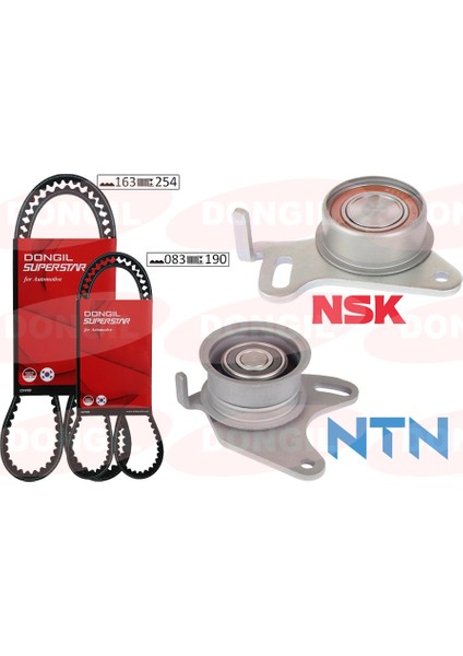 Triger Kayış Seti Eksantrik Seti Hyundaı H100 2.5l D4BX 4D55 Panelvan. Kamyonet E.m. 88-96 / Mıtsubıshı L200 L300 2.5l 4D56 8V E.m. 86-99 2 Kayış 2 Rulman 163X250 083X190