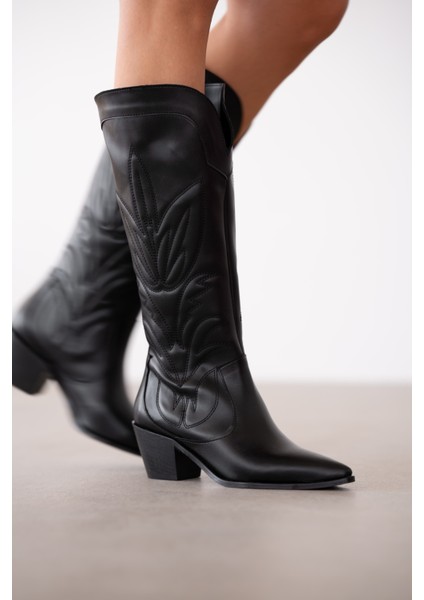 Arlina Sivri Burun Işlemeli Kadın Çizme- Siyah fiyatları