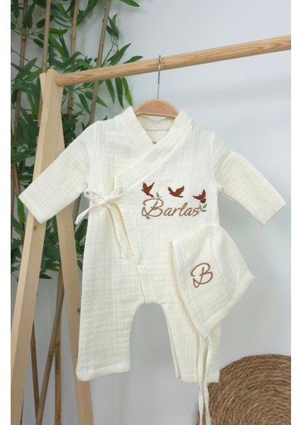 Müslin Yeni Doğan 4katlı Organik %100PAMUK Kişiye Özgü Nakışlı Hastane Çıkış Seti(3'lü Kelebk Model) fiyatları