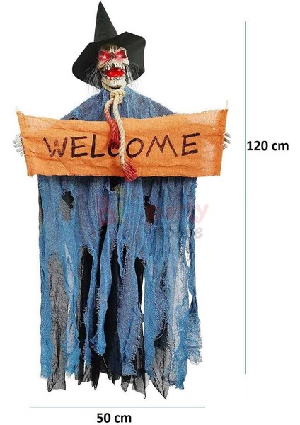 Halloween Cadılar Bayramı İskelet Korkuluk Welcome Işıklı Sesli 120cm Sese Duyarlı Çalışma Alkışla çalışma Korku Aksesuarı fırsatları