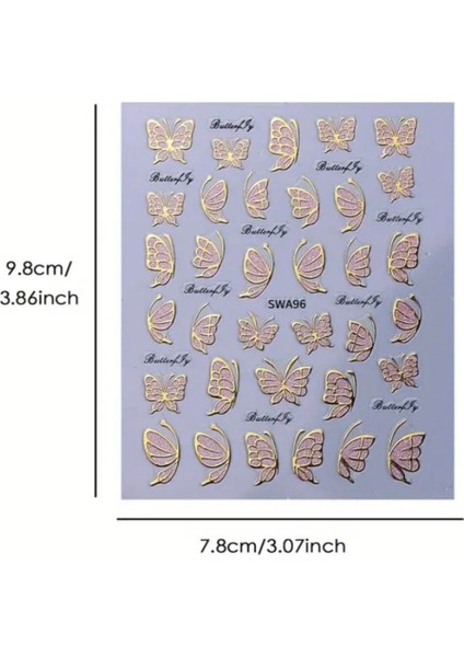 Parıltılı Kelebek Model Tırnak Süsleme Stickerı Nail Art Süslemeleri fırsatları