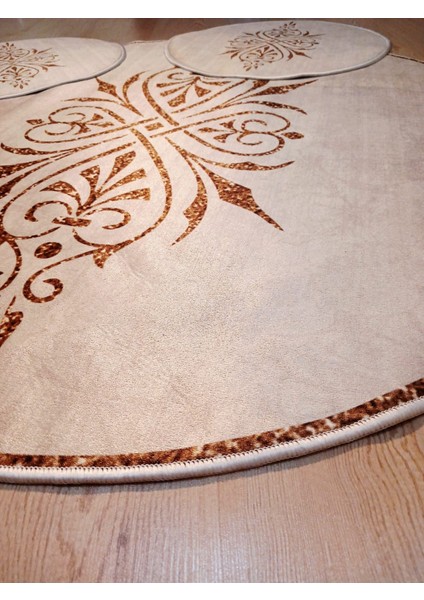 Damask - Kaymaz Taban Yuvarlak Banyo Halısı (110X110-50X50-50X50 CM 3'LÜ SET) indirimleri